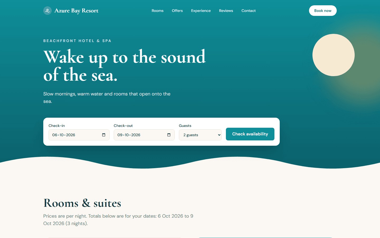 Screenshot of Azure Bay Resort — Hotel & Resort Website