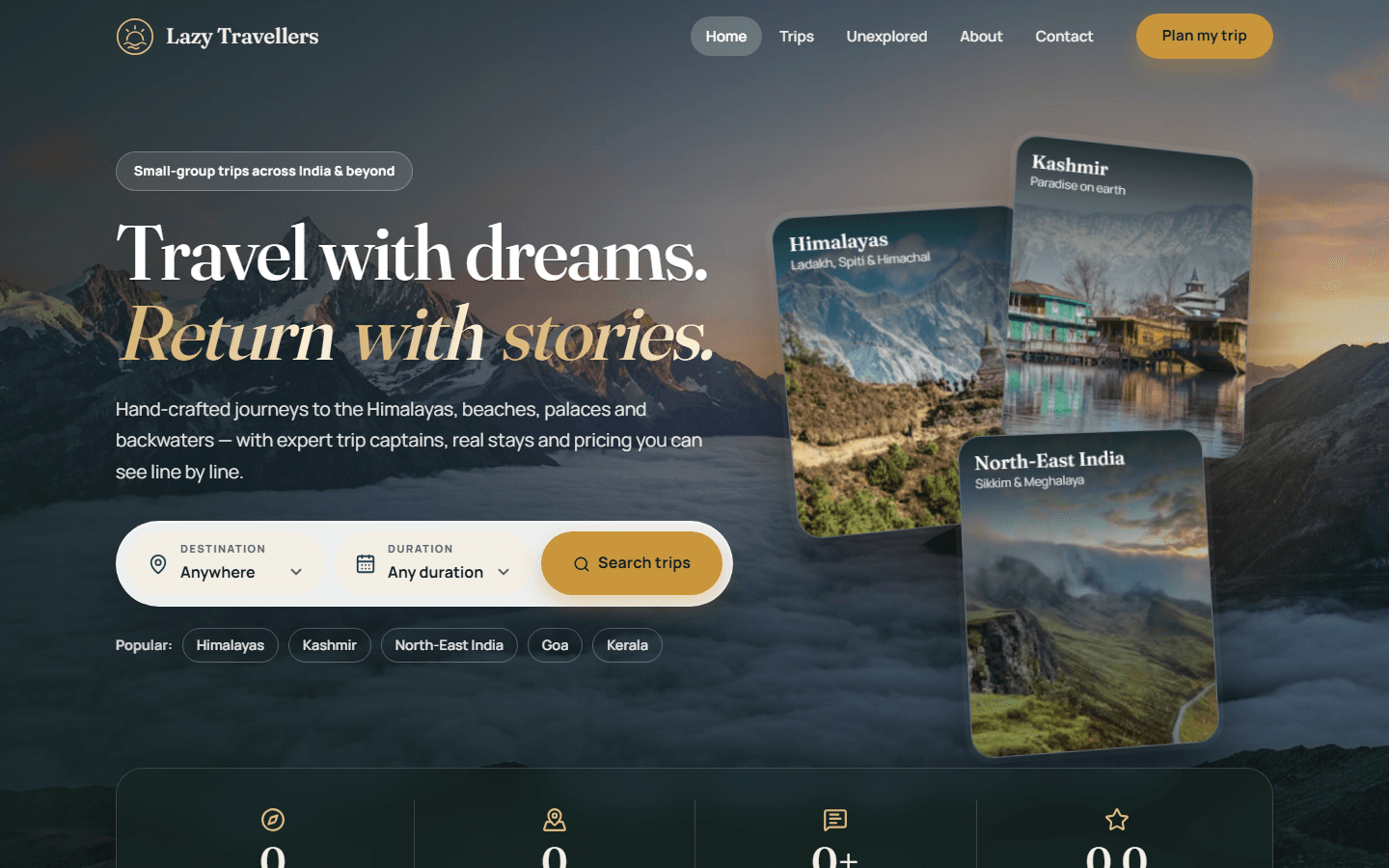 Screenshot of Lazy Travellers — Travel Agency Website